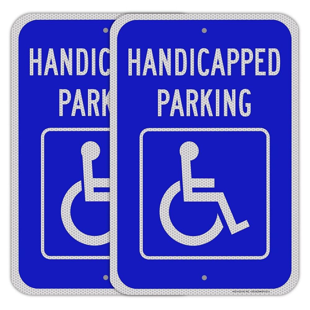 Handicap Parking Sign 2 Pack, Large 18"x12" Handicapped Signs for Parking Lots